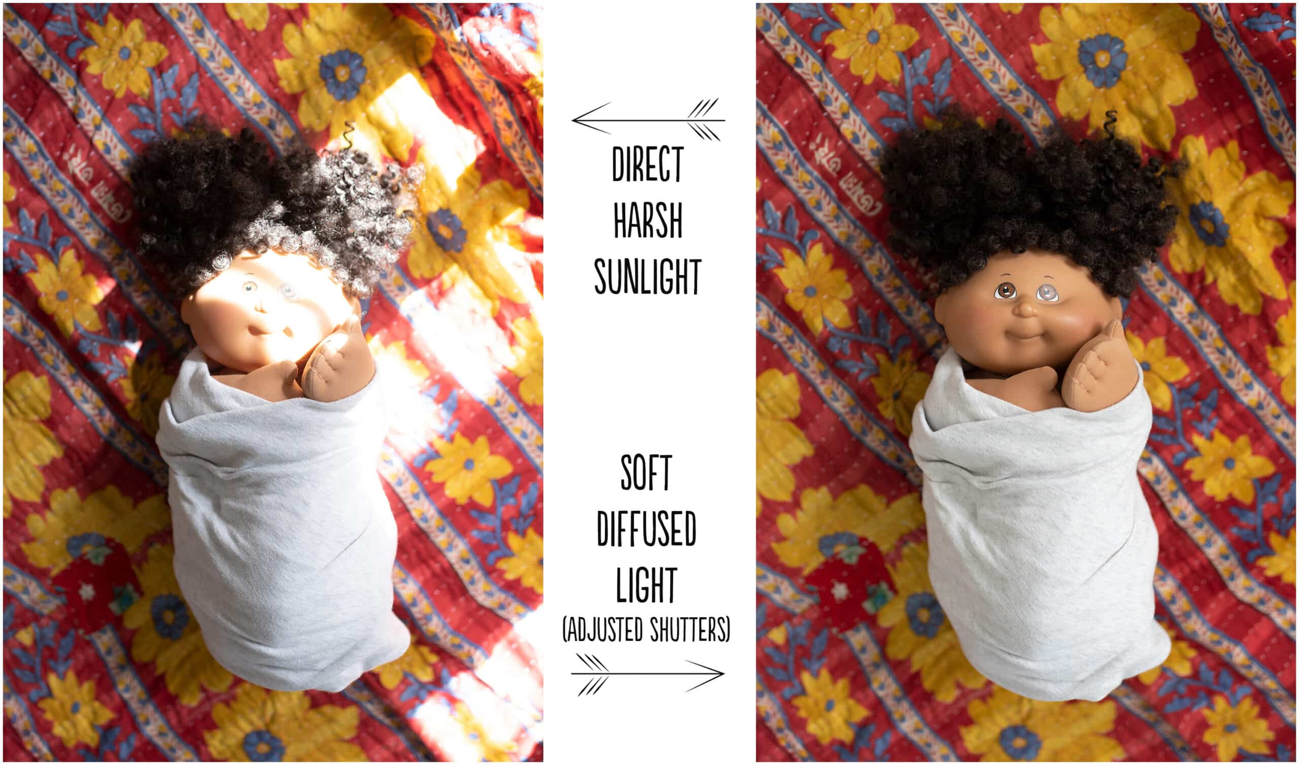 comparing bright sun light to soft diffused light